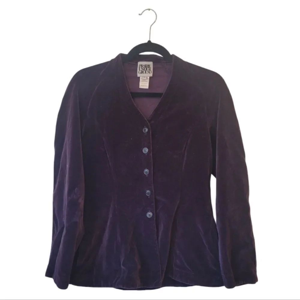 Praire Underground Deep Plum Velvet Fitted Blazer Jacket